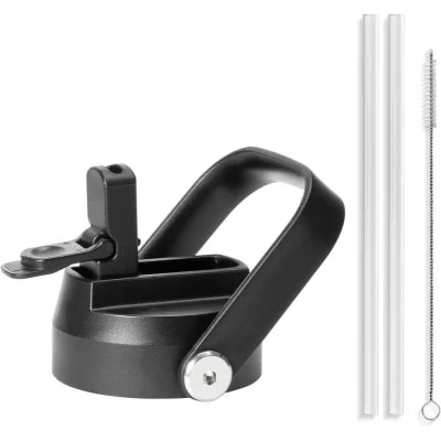 Buzio Upgraded Straw Lid with Straw and Brush - Black